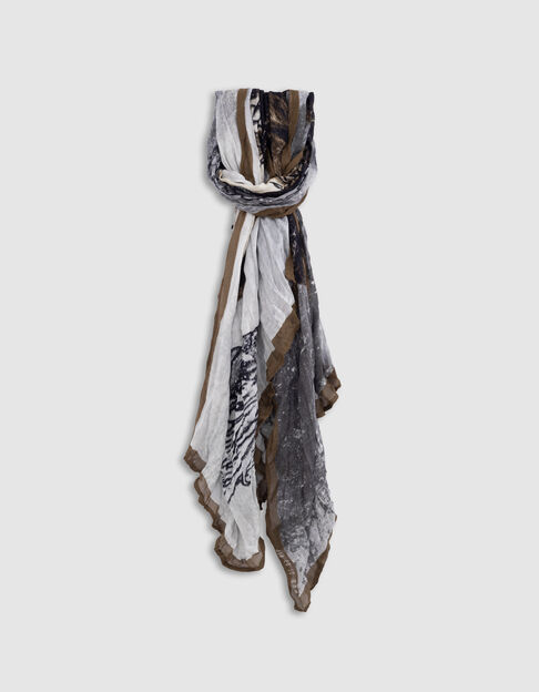 Men’s beige Mona Lisa-dragon arty scarf - IKKS