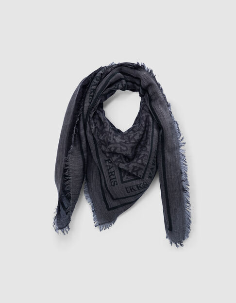 Square scarf grey jacquard monogram pattern IKKS Women - IKKS