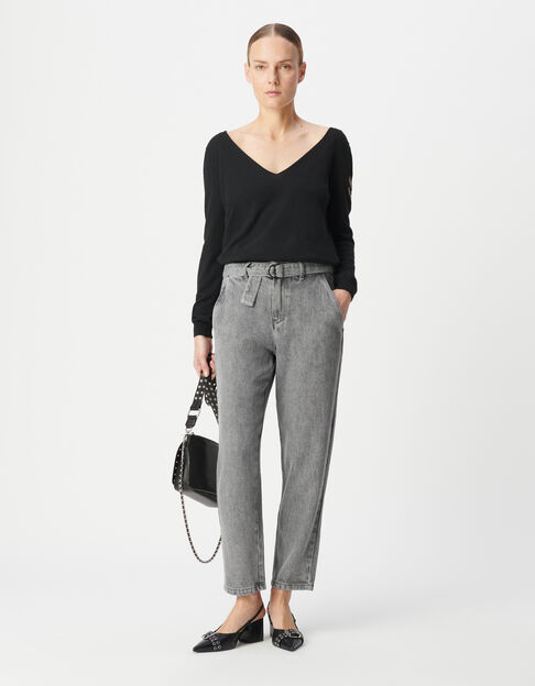 Women’s grey Lyocell® baggy cropped jeans - IKKS