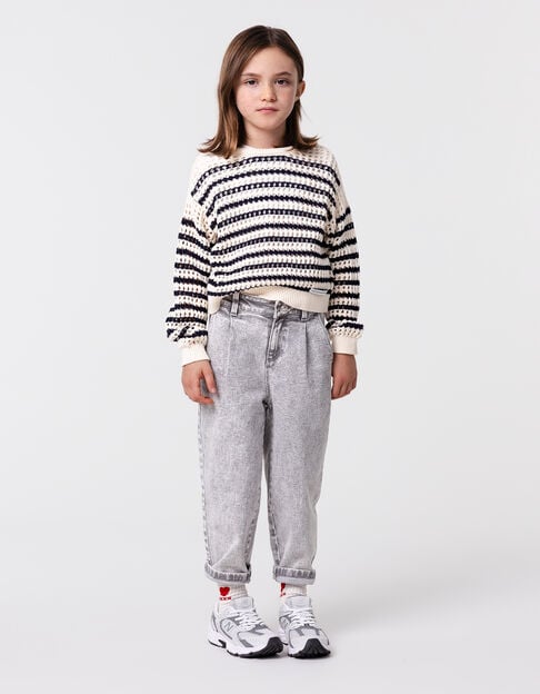 BALLOON jeans grey rhinestone button for girl - IKKS