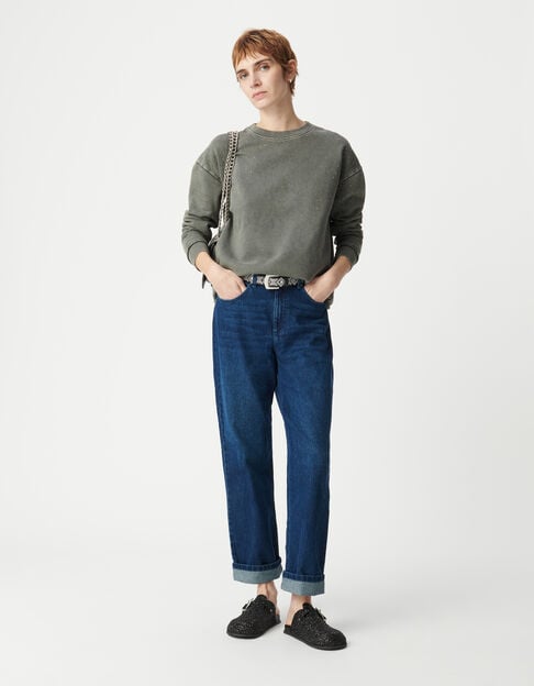 Women's blue cropped boyfriend jeans - IKKS