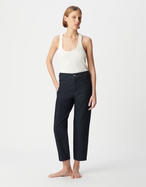 Women's raw blue cropped straight jeans - IKKS