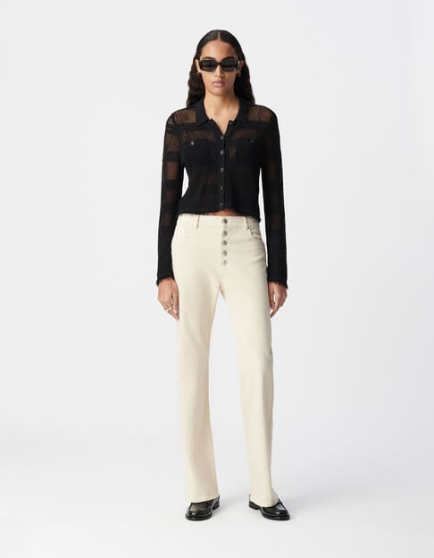 Women's beige flare jeans Waterless visible buttons - IKKS
