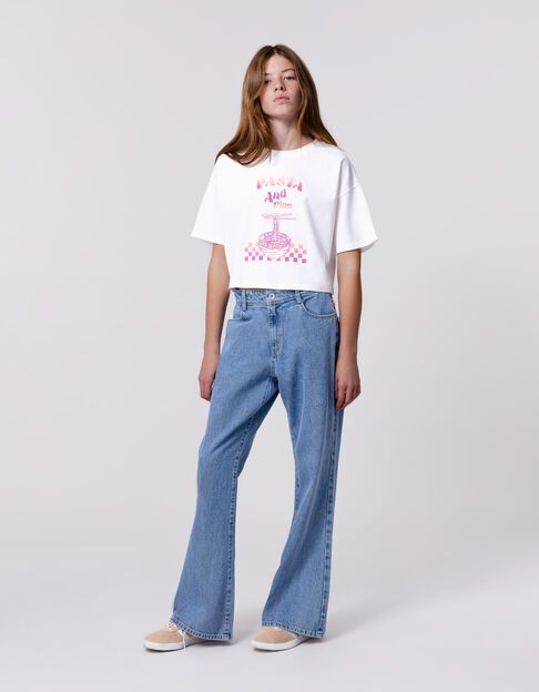 FLARE blue jeans Waterless embroidery back pocket for girl - IKKS
