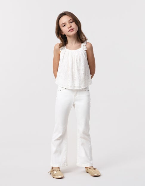 FLARE ecru jeans with studs and eyelets for girl - IKKS