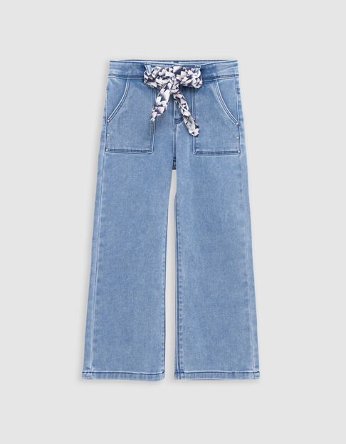 Girl's LARGE blue jeans with print scarf - IKKS