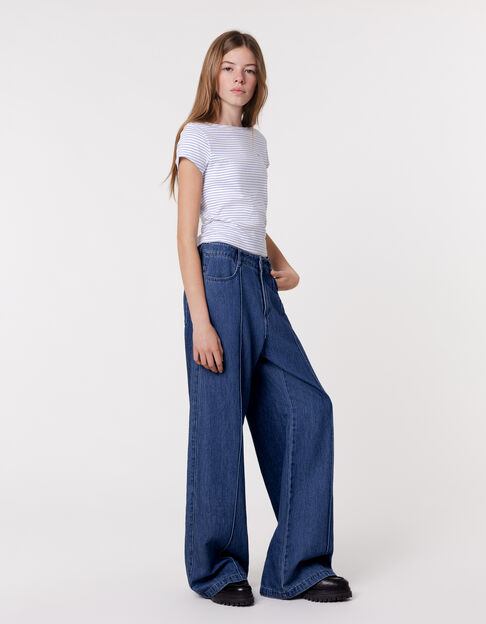 Waterless blue LARGE jeans with marked pleats for girl - IKKS