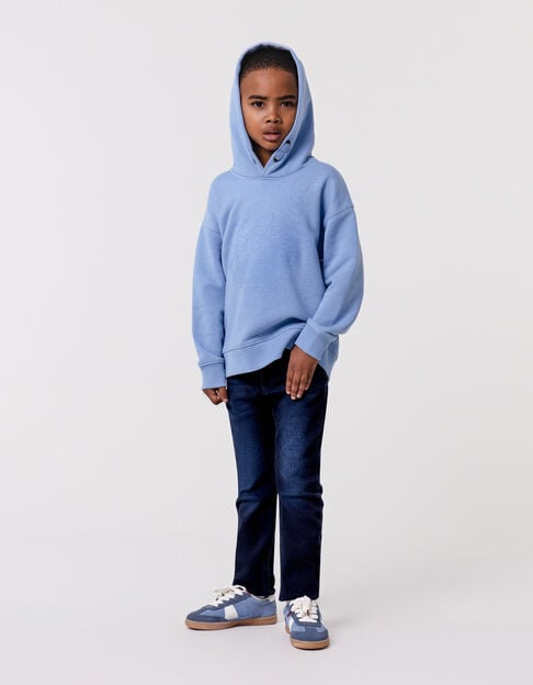 Boys’ blue black slim jeans with chevron topstitching - IKKS