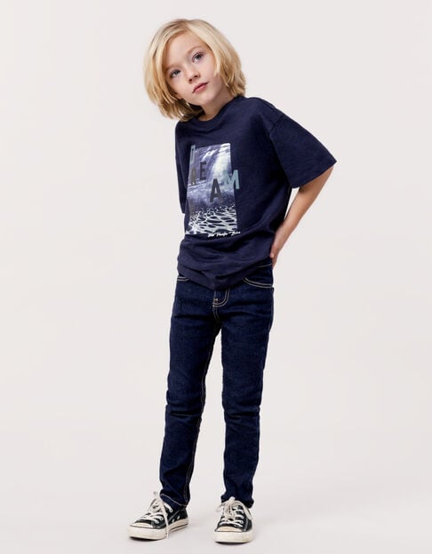 Boys’ raw slim jeans with badge and embroidery - IKKS