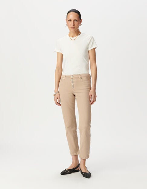 Beige high-waisted straight jeans - IKKS