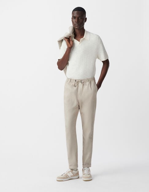 Men’s beige linen blend suit joggers - IKKS