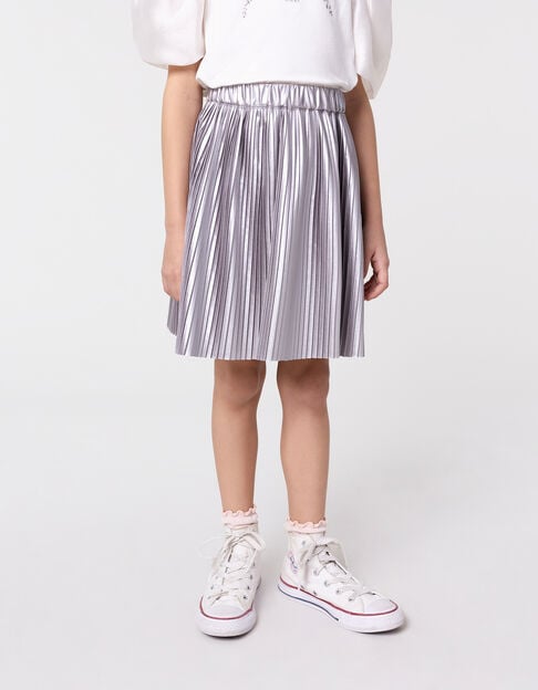 Girls’ silver pleated short skirt - IKKS