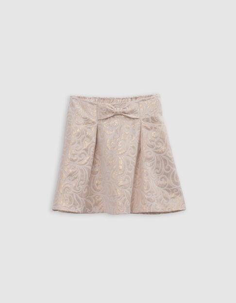 Girls’ gold baroque jacquard short skirt - IKKS