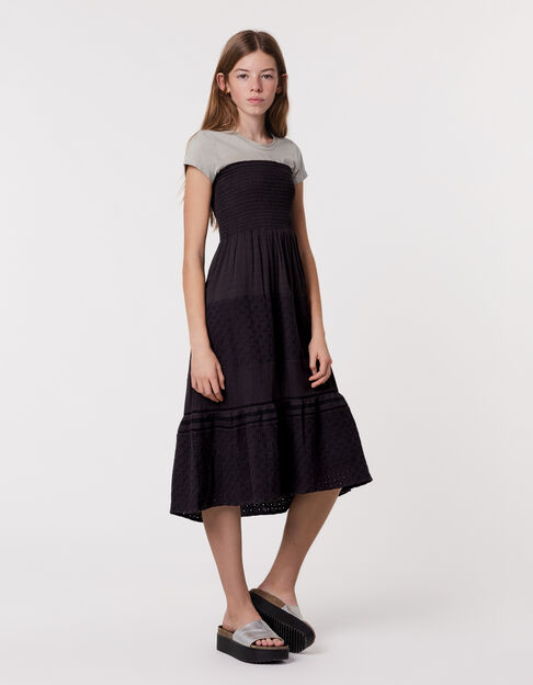 Long black smocked skirt for girl - IKKS