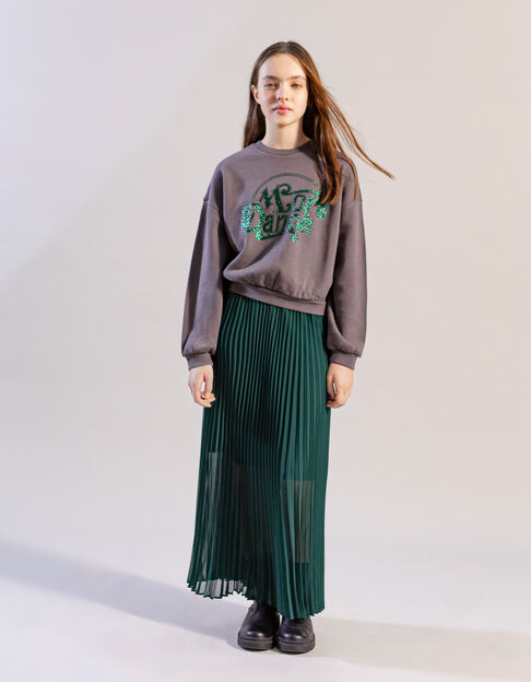 Girl's long green pleated skirt - IKKS
