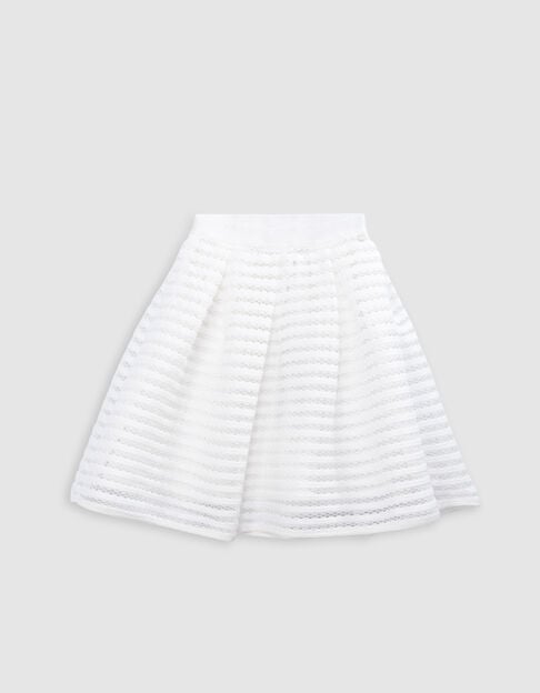 Girls’ white skater skirt with openwork lace stripes - IKKS