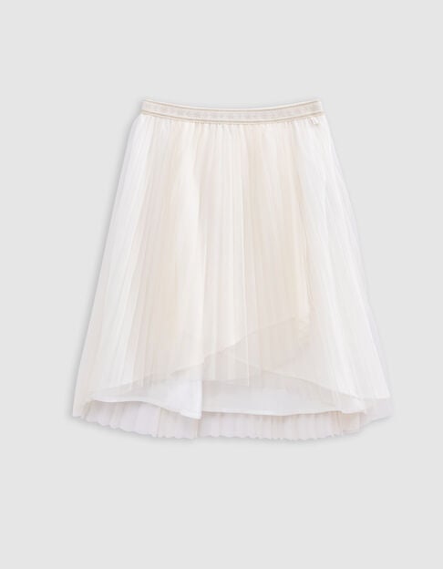 Ecru pleated asymmetrical midi skirt-tutu for girl - IKKS