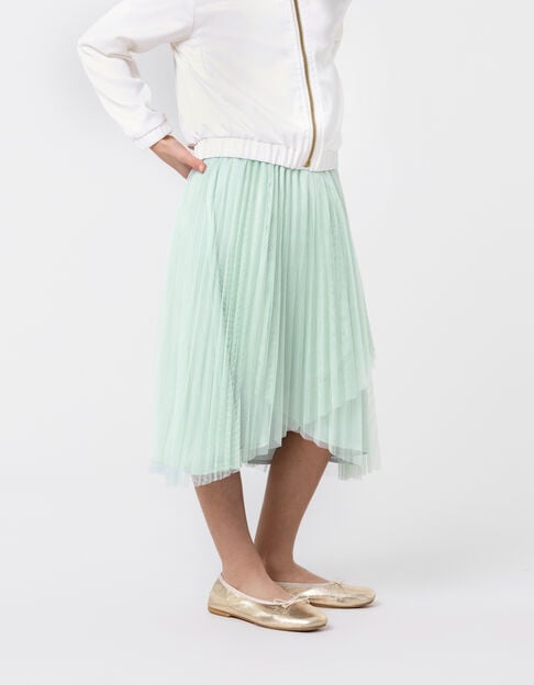 Water green asymmetrical pleated midi skirt-tutu for girl - IKKS