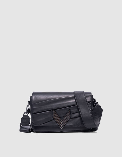 111 COUTURE black leather bag draped Woman - IKKS