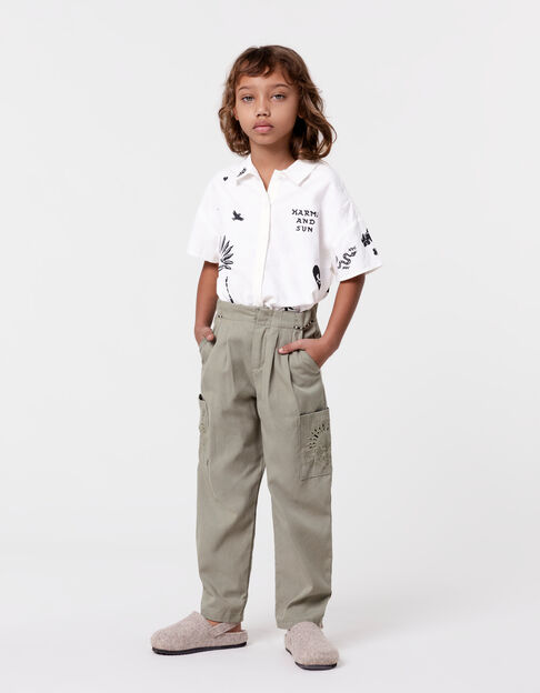 BATTLE khaki embroidered cargo pants for girl - IKKS