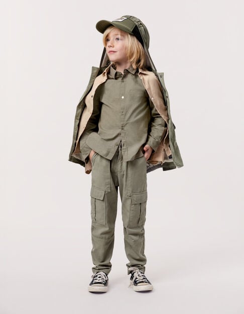 BATTLE khaki elastic waistband pants for boy - IKKS
