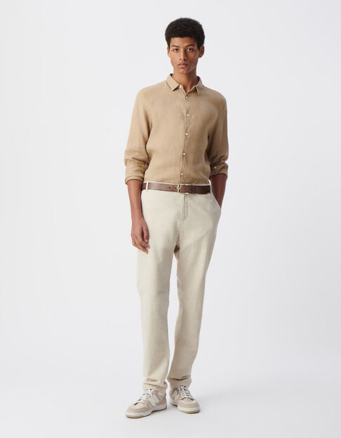 Men’s beige cotton and linen chinos - IKKS