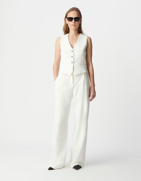 Women’s white Milano knit wide-leg suit trousers - IKKS