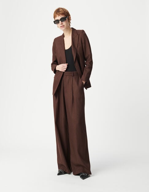 Women's brown sequinned wide-leg suit pants - IKKS