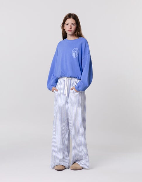 LARGE white pants with blue stripes for girl - IKKS