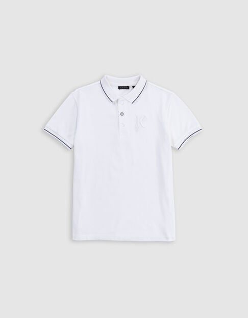 White polo shirt with K-lightning embroidery for boys - IKKS