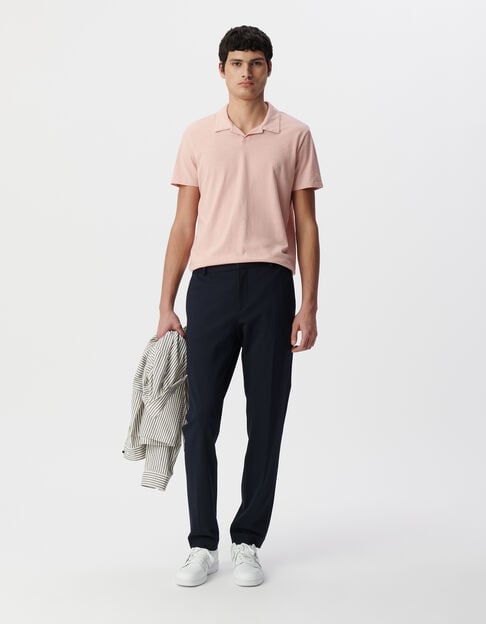 Men's REGULAR pink organic cotton flamed polo shirt - IKKS