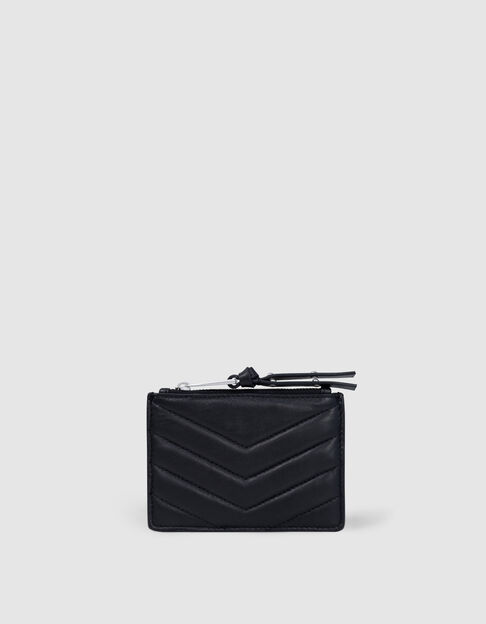 Women's 1440 Banker black leather quilted card case - IKKS