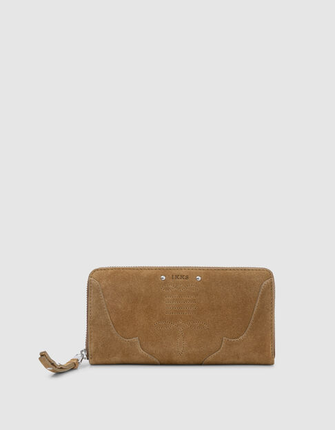 Camel wallet 1440 velour leather with stitching Women - IKKS