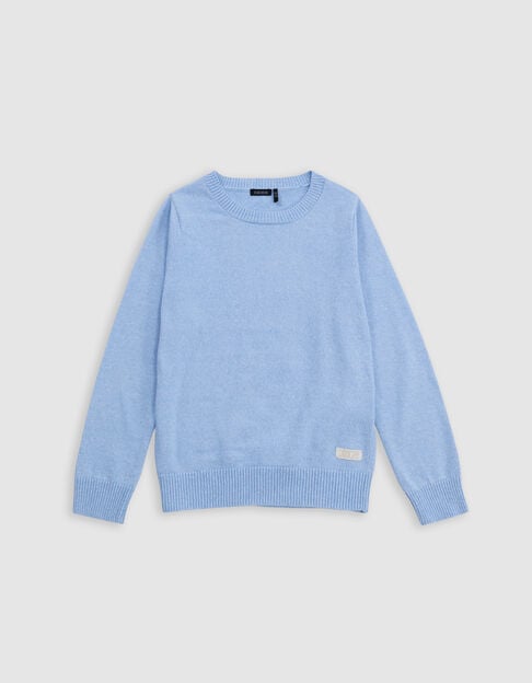 Blue knitted sweater jacquard message back boy - IKKS