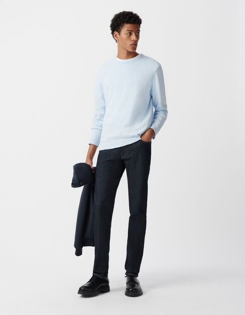 Men's sky slub knit sweater with rolled edges - IKKS