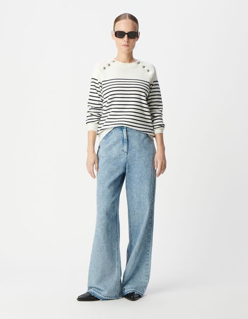 Women's striped knitted sailor sweater with engraved buttons - IKKS