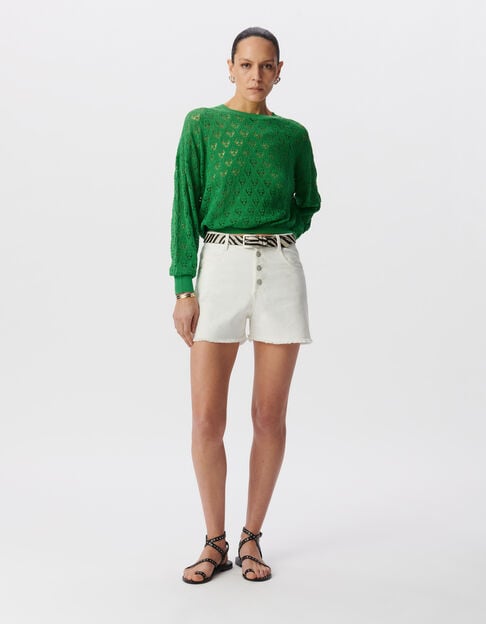 Green crochet-style openwork knit sweater - IKKS