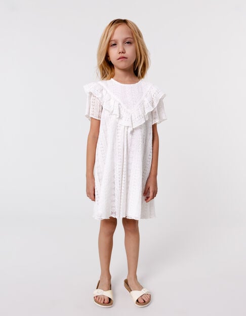 Dress ecru lace ruffled bib for girl - IKKS