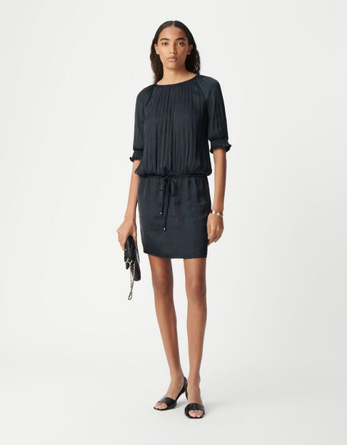 Women's navy crinkle drape dress - IKKS