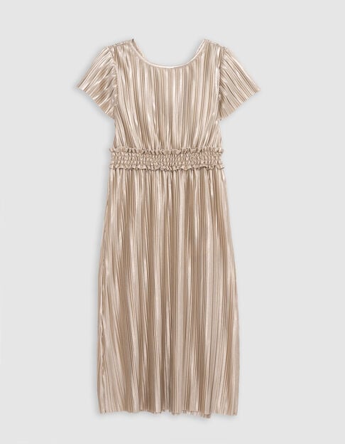 Gold pleated long dress for girl - IKKS