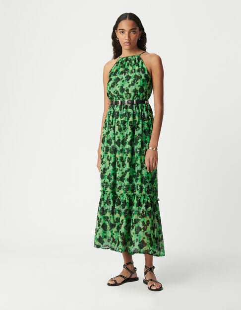 Women's green abstract print maxi dress - IKKS
