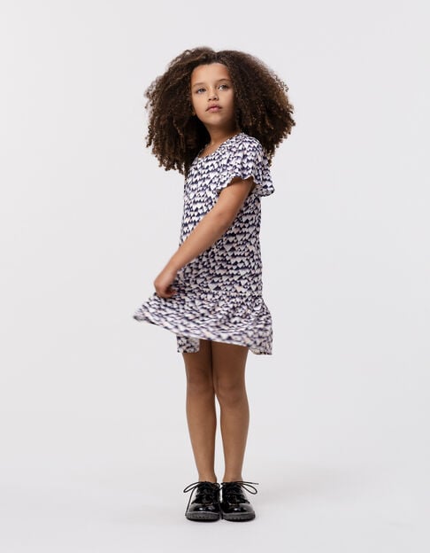 Navy dress LENZING™ ECOVERO™ hearts for girl - IKKS