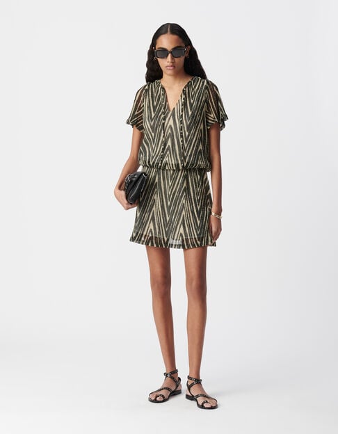 Women's black gold herringbone dress - IKKS