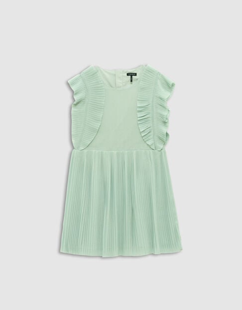 Water green iridescent pleated dress for girl - IKKS