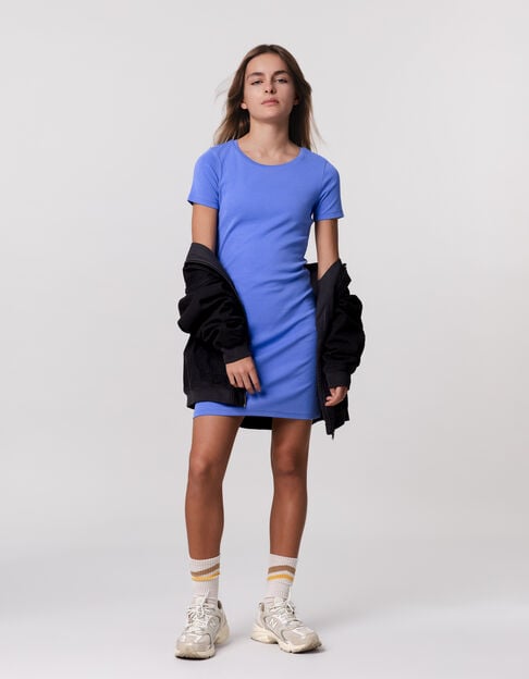 Blue T-shirt dress organic cotton for girl - IKKS