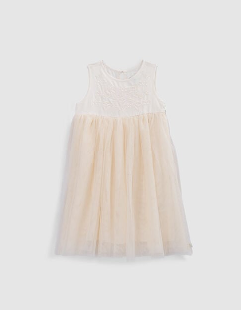 Ecru bi-material embroidered dress-tutu for girl - IKKS