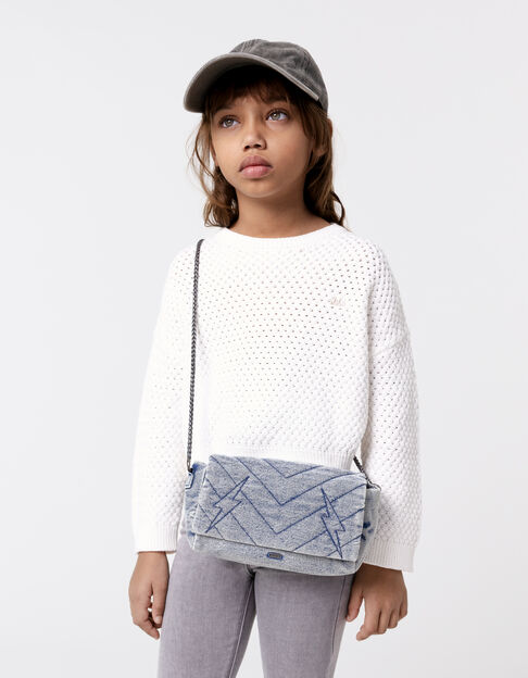 Blue denim handbag with quilted flap for girl - IKKS