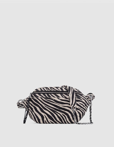 Women's 1440 ecru zebra canvas belt bag - IKKS