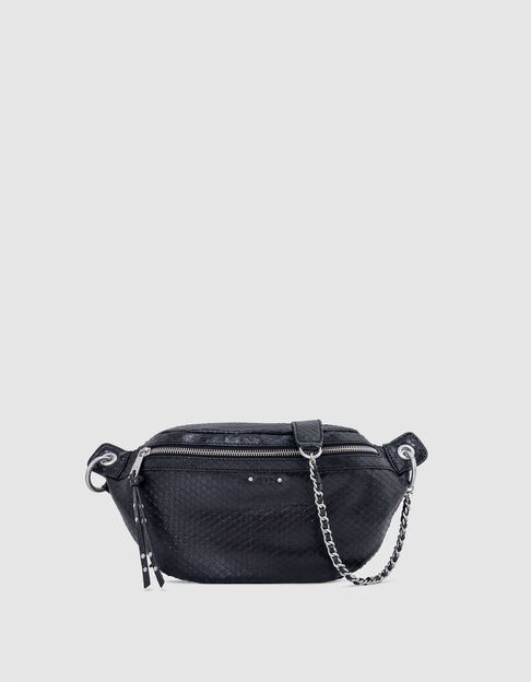 Women's 1440 black leather embossed python-effect - IKKS