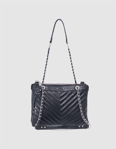 Woman's 1440 Reporter black embossed leather clutch bag - IKKS